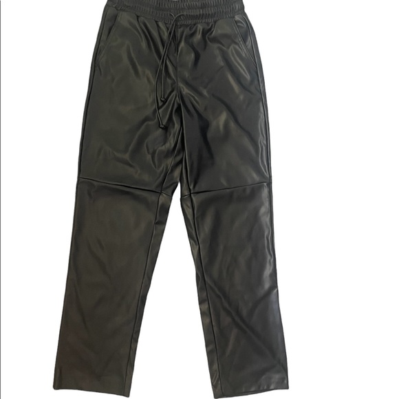 NIA Vegan Leather Baggy Drawstring Jogger Pants Black NWT Size XS - Picture 8 of 13